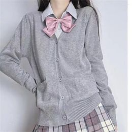 Women's Knits Japanese Preppy Style Knitted Sweater Women Red Sexy Uniform Coat Pocket Cotton Students Girls School Cardigan Jacket 5XL