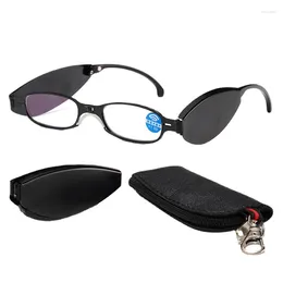 Sunglasses Folding Reading Glasses With Leather Box Men Women Collapsible Read Lenses Eyewear Farsighted Eyeglasses Diopter 1.0 4.0