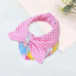 Dog Collars Bow Decoration Pet Collar Flower Pattern Triangle Scarf Set With Bowknot Closure Comfortable Neckerchief For Dogs