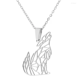 Pendant Necklaces Hollow Design Screaming Wolf Stainless Steel Necklace Chain On The Neck For Women Collar Collier Sister Gift Wholesale