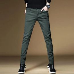 Big Size Men Army Green Streetwear Straight Jeans Spring Summer Sports Slim Pants Business Fashion Male Casual Trousers 2023 240131