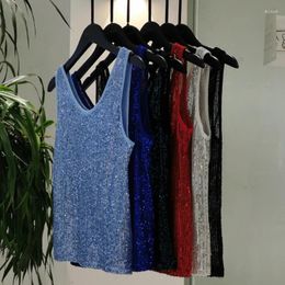 Women's Tanks Fashionable Korean Style Sparkling Slim Inner And Outer Vest For Girls Versatile Sequined Camisole Top