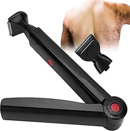 Long Handle Men Back Hair Shaver USB Rechargeable Big Blade Trimmer 2 In 1 Foldable Back Shaver Men Hair Remover 240119