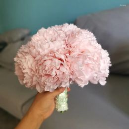 Wedding Flowers Pink Poney Bouquet Rhinestones For Birde Fleur Artificielle Centrepieces