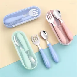 Dinnerware Sets Baby Tableware With Box Candy Colour Children's Fork Spoon Simple And Fresh For Children Babies