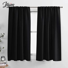 Blackout Short Curtains for Bedroom Opaque Blinds Curtain for Window Living Room Kitchen Treatment Ready Made Small Drapes 240129