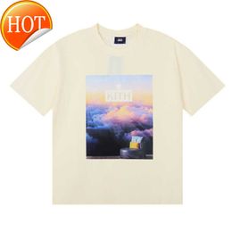 Niche beauty trend limited TOM FABIA cloud sea print loose casual men and womens versatile short sleeved T-shirt