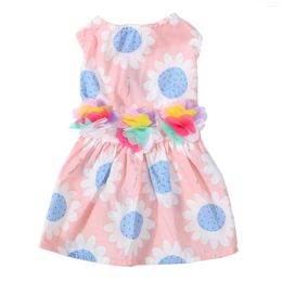 Dog Apparel Dress Fashionable Pink Breathable Elastic Chest Band Puppy Summer Soft With Flower Decor For Pography Daily