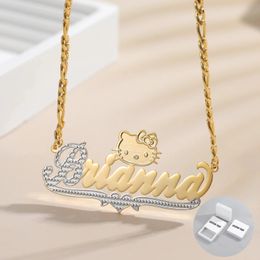 Custom Name Jewelry 18K Plated Two Tone Gold Pendant Personalized Double Plate Name Necklace Customized Stainless Steel Jewelry 240119