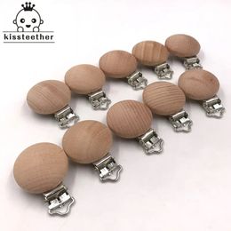 20pcs Wooden Pacifier Clip Nursing Accessories Beech s Chewable Teething Diy Dummy Chains Baby Teether 240123