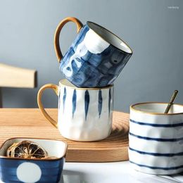 Mugs Japanese Creative Coffee Cup Ceramic Home Breakfast Mug Female Office Nordic Personality Teacup Milk Oatmeal 350ml