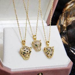 Chains Classical Crystal Leopard Pendants&necklaces For Women Fashion Brand Jewellery Vintage Zirconia Animal Chain Necklaces Gift