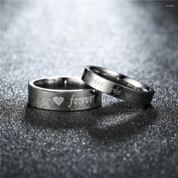 Cluster Rings Fashion Titanium Steel Couple Engraved FOREVER LOVE Men Women Wedding Engagement Anniversary Gifts