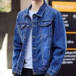 Denim Jackets Man Autumn Wide Shoulders Blue Jeans Coat for Men Large Size L Joker Fast Delvery Y2k Low Price S G 240202