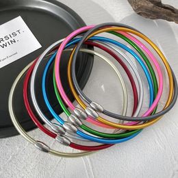 Choker ALLYES Shiny Neon Multicolor Silicone PVC Necklace Glitter Filled Buddhist Rush Temple Necklaces For Women Jewellery Gift