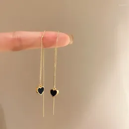 Dangle Earrings Korean Minimalist Geometric Love Heart Ear Line Hook Fashion Temperament Long Tassel
