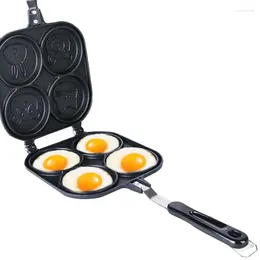 Pans Double-sided Animal Pancake Pan 4 Cup With Lid Nonstick Egg Omelette Frying Griddle Moulds