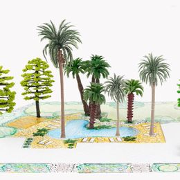 Decorative Flowers 20 Pcs Mini Palm Tree Miniature Garden Decorations Train Model Trees Handmade Materials Green Scenery Landscape Plastic