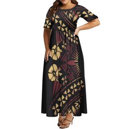 Summer Pacific Island Art Sustainable O-Neck Long Dress Big People Big Size 8XL Luxury Design Dress For Party 240129