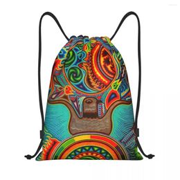 Shopping Bags Custom Mexican Colourful Huichol Drawstring Bag Women Men Lightweight Sports Gym Storage Backpack