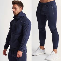 Running Sportswear Hoodies Pants Sets Men Autumn Joggers Sport Sweatshirt Sweatpants Gym Fitness Apparel Male Cotton Tracksuits 240124