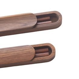 High-grade Black Brown Walnut Solid Wood Chopsticks Sets with Box Cases Portable Outdoor Travel Minimalist Elegant Gifts 240127