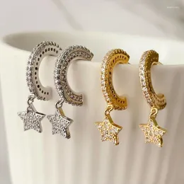 Dangle Earrings BenS Star Hoop Heart Charms Cubic Zirconia Drop For Women Shiny Sweet Small Jewelry Wholesale