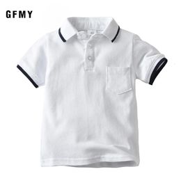 GFMY Summer Short sleeve Solid Colour White Navy School Style Boys Polo Shirt 2year Comfort cotton Baby Top 240131