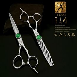 Titan tesoura de cabeleireiro 6 Polegada cabelo profissional barbeiro corte desbaste estilo ferramenta tesoura 240126