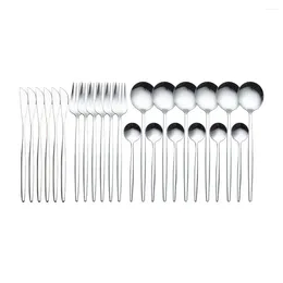 Dinnerware Sets 24X Cutlery Set Tableware Kit Smooth Surface No Burrs Simple Design Rustproof Household Accessories Kitchen Gadget