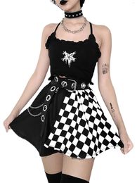 Skirts Y2k Gothic Skirt High Waist Black Pleated Plaid A Line Mini Skater Tartan Lolita Punk Harajuka