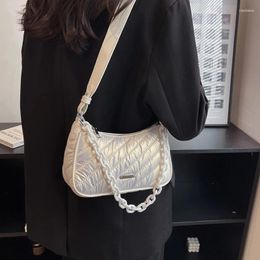 Waist Bags 2024 Chain Diamond Shaped Down One Shoulder Small Square Bag Fashion Filled Cotton Underarm Crossbody