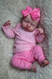 49CM born Baby Girl Doll Soft Cuddly Body Loulou Asleep Lifelike 3D Skin with Visible Veins High Quality Handmade 240131