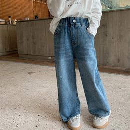 deer jonmi Autumn Children Loose Jeans Korean Style Baby Girls Casual Denim Pants Kids Straight Trousers 240118