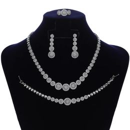 Jewelry Sets HADIYANA Graceful Women Wedding Bridal Necklace Earrings Ring And Bracelet Set CN083-1 Parure Bijoux Femme Mariage 240118