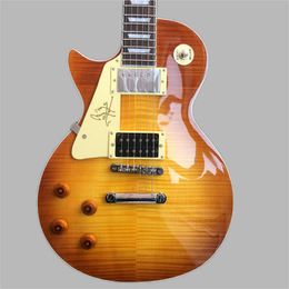 Left hand electric guitar pattern, LP, Striped tiger lip, mahogany neck, high quality, hot sale Free shipping