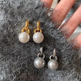 Dangle Earrings Fashion Silver Colour Grey White Pearl Pendant Women's Light Luxury Niche High-End Charm Trendy Jewellery