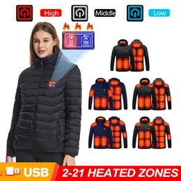 Self Heated Jacket Men Women Cold-Proof Winter Jacket Skiing USB Heated Clothing Hiking Vests Coats 2-21 Areas S-6XL Washed 240202