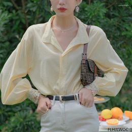 Women's Blouses Cute Sweet Tops And Korea Clothing For Women Fall Autumn Casual Loose Long Sleeve Single Breasted Shirts