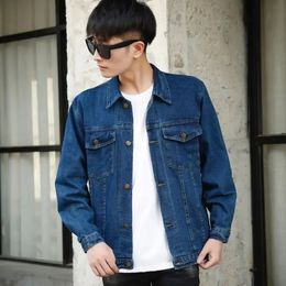 Jeans Coat for Men Cargo Button Denim Jackets Man Blue Low Price Winter Outerwear High Quality Menswear Washed Size S L Casual G 240202