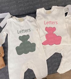 Classic Letter Printed Kids Rompers Onesies Clothing Toddler Baby Jumpsuits Long Sleeve Cotton Girls Boys Romper8080540