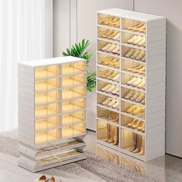 9Tier Foldable Shoe Rack Organizer for Closet 36Pairs Plastic Shelf Collapsible Shoes Storage Assembly Cabinet with Lids Large 240130
