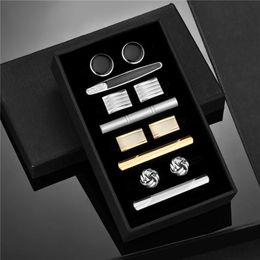 4 Sets Cufflinks For Mens Tie Clips Set With Box Wedding Guests Gifts Man Shirt Cufflink Pisa Ties Luxury Gift 240130