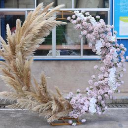 Decorative Flowers 3D Roll Up Artificial Wedding Arch Flower Arrangement Round Wall