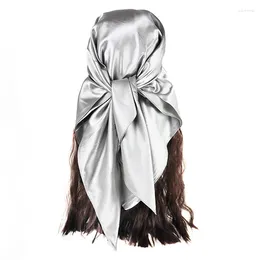 Scarves Fashion 90 90cm Square Womens Silk Scarf Solid Colour Design Hair Wrap Headband Shawl