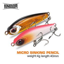 Kingdom Fishing Lures Mini Pencil Hard Baits 40mm/4g 70mm/8g Slow Sinking Artificial Baits High Quality Wobblers Fishing Tackle 240119