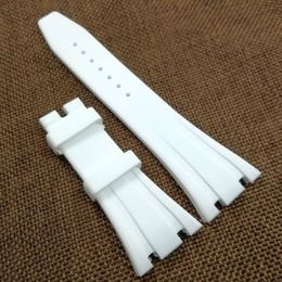 27mm White Color Rubber Watch Band 18mm Folding Clasp Lug Size AP Strap for Royal Oak 39mm 41mm Watch 15400 15390165E