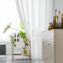 White Tulle Curtains for Living Room Decoration Modern Chiffon Solid Sheer Voile Kitchen Curtain 240129