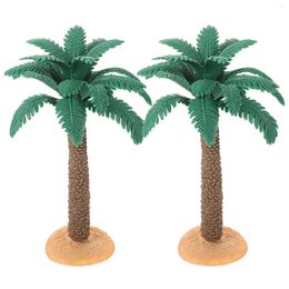 Decorative Flowers 2 Pcs Ornaments Landscaping Plant Model Accessories 2pcs (PVC With Base Models Palm Tree