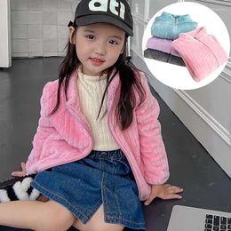 Jackets 2024 Baby Girls Jacket Zipper Coat For Boys Black Plush Winter Outwear Solid Color Children's Spring Autumn Kids Clothes